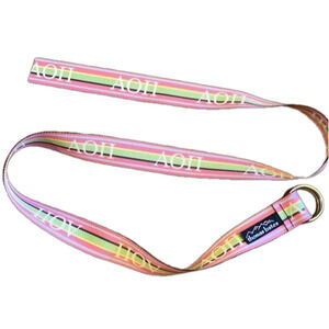 Thomas Bates 50” ring woven belt in pastels with brown stripe